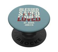 Bible Verse John 3:16 Worship by Blessed and Saved Jesus PopSockets Adhesive PopGrip