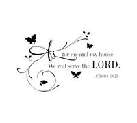 Bible Verse Joshua 24 15 Quote Wall Decal Sticker As for me House We Will Serve The Lord God Religion Saying Vinyl Home Extra Large - 59x100cm