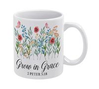 Bible Verse Mug Christian Mug Grow in Grace 2 Peter 3:18 Scriptures Mug Funny Coffee Mug,Man Cave Prints,The Best Gift for Colleagues, Parents, and Grandparents, 110z Men and Women