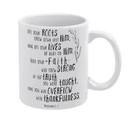 Bible Verse Mug, Let Your Roots Grow Down Colossians 2:7 Christian Mug Funny Coffee Mug,Man Cave Prints,The Best Gift for Colleagues, Parents, and Grandparents, 110z Men and Women