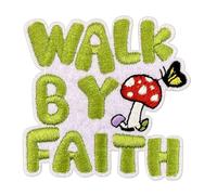 Bible Verse Patches, Walk by Faith Colorful Bible Quotes Embroidered Iron On Patches for Hat Clothes Jeans Bags (D)