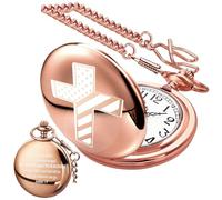 Bible Verse Pocket Watch Vintage Cross Quartz Pocket Watches with Chain