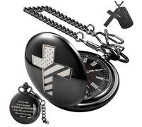 Bible Verse Pocket Watch Vintage Cross Quartz Pocket Watches with Chain, CF1111, Retro