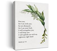 Bible Verse Print Canvas Wall Art Home Decor Fear Not for I am with You Isaiah 41:10 Scripture Painting 12x15 Canvas Poster Framed Ready to Hang Christian Gift