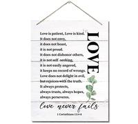 Bible Verse Printed Wood Plaque Sign Wall Hanging, Home Wall Decor Love is Patient, Love is Kind Quote Scripture Rustic Hanging Wall Plaque Wood Signs, 1 Corinthians 13:4-8 Christian Sign