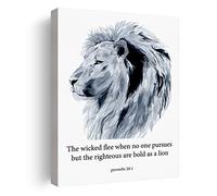 Bible Verse Proverbs 28:1 Canvas Wall Art Decor the Wicked Flee When No One Pursues Scripture Poster Painting Framed Lion Print Picture for Christian Home Office Decor 12 X 15 inch, Police Officer