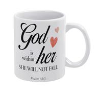 Bible Verse Psalm 46:5 God is Within Her She Will Not Fall Mug Funny Coffee Mug,Man Cave Prints,The Best Gift for Colleagues, Parents, and Grandparents, 110z Men and Women