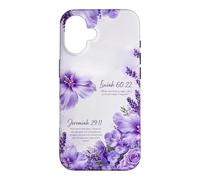 Bible Verse Purple Floral Watercolor Isaiah Jeremiah Faith Case for iPhone 16