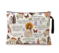 Bible Verse Scripture Funny Christian Cosmetic Bag, Canvas Toiletry Storage Pouch Travel Zipper Makeup Bag, Bible Study, Inspirational Gift for Religious, Gifts for Bible Study Baptism Birthdays