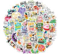Bible Verse Stickers, Waterproof Faith Stickers with Scripture Quotes and Floral Motifs for Laptops Water Bottles Journals Scrapbooks Easter Decorations Teens Church Crafts 50PCS