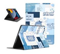 Bible Verse Tablet Case for Samsung Galaxy Tab A8 (2021) X200/X205 10.5'', Jesus Bow Heart Blue Pattern Design Cases for Girls Women Protective Cover Flip Leather PU Adjustabl Funda