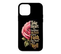 Bible Verse Take Heart My Daughter Matthew 9:22 Pink Rose Case for iPhone 12 mini