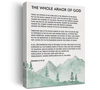 Bible Verse the Whole Armor of God Canvas Wall Art Office Home Decor Ephesians 6:10-18 Scripture Poster Picture Christian Artwork 11.5"x15", Baptism Gift (Wooden Framed)