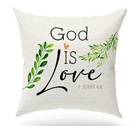 Bible Verse Throw Pillow Cover Cushion Case, Blessing gift, Scripture Art, Scripture Sayings, Bible Quote, God Is Love, Church Gifts, Sofa Bed Living Room Porch Decoration, 18x18 Inch(GMS694)