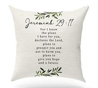 Bible Verse Throw Pillow Cover Cushion Case, Blessing gift, Scripture Art, Scripture Sayings, Bible Quote, Jeremiah 29:11, Church Gifts, Sofa Bed Living Room Porch Decoration, 18x18 Inch(GMS702)