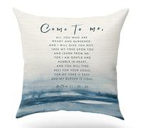 Bible Verse Throw Pillow Cover Cushion case, Christian Religious Decor Gift, Scripture Sayings, For My Yoke Is Easy And My Burden Is Light, Sofa Bed Living Room Porch Decoration, 18x18 Inch(GMS174)