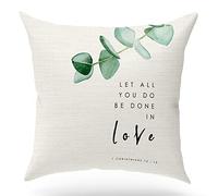 Bible Verse Throw Pillow Cover Cushion case, Christian Religious Decor Gift, Scripture Sayings, Let All You Do Be Done in Love, Sofa Bed Living Room Porch Decoration, 18x18 Inch(GMS173)