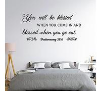 Bible Verse Wall Art Stickers, You Will be Blessed When You Come in and Blessed When You go Out Wall Stickers for Living Room Decor, Religious Scripture Family Prayer Wall Decals