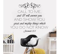 Bible Verse Wall Decor Jeremiah 33:3 Quote Call to Me... Vinyl Lettering Home Decor Wallpapers Nursery Kids Wall Stickers53cm x 42cm
