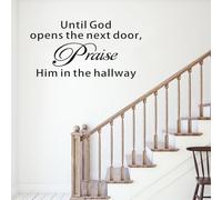 Bible Verse Wall Stickers for Bedroom: Christian Quotes Inspirational Vinyl Art Wall Decals for Living Room Kitchen - WUntil God Opens The Next Door 37" X 19.3"