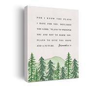Bible Verse Watercolor Canvas Print Decor for I Know the Plans I Have for You Jeremiah 29 : 11 Wall Painting Posters Artwork 12”X15”Modern Home Decoration (Framed)