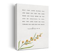 Bible Verse Watercolor Canvas Print Decor May the Lord Bless You and Keep You May the Lord Make His Face Shine on You Wall Modern Painting Posters Home Office Artwork Decoration 12”X15”(Framed)
