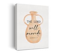 Bible Verse Watercolor Canvas Print Decor the Lord will Provide 2 Kings 4 : 1 - 7 Wall Painting Posters Artwork 12”X15” Modern Home Office Decoration (Framed)
