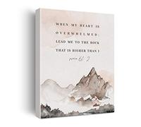 Bible Verse Watercolor Canvas Print Decor When My Heart is Overwhelmed Psalm 61 : 2 Wall Painting Posters Artwork 12”X15” Modern Home Decoration (Framed)…