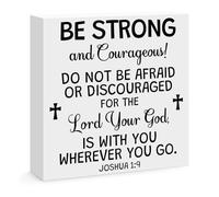 Bible Verse Wood Block Sign Christian Scripture Inspirational Desk Decorative Signs Religious Motivational Wooden Box Sign Decoration for Office Home Dorm Tabletop Shelf Decor