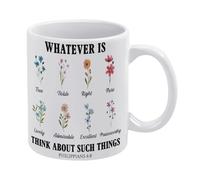 Bible Verse Wooden Box Sign Christian Home Decor Philippians 4:8 Scriptures Mug Funny Coffee Mug,Man Cave Prints,The Best Gift for Colleagues, Parents, and Grandparents, 110z Men and Women