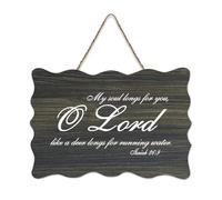 Bible Verse Wooden Sign,Isaiah 26:9 My Soul Longs for You, O Lord, Like A Deer Longs for Running Water Farmhouse Wood Sign Wall Art Hanging Craft Plaque for Office Door Wall Home Decor 6x10in