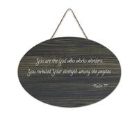 Bible Verse Wooden Sign,You Are The God Who Works Wonders; You Revealed Your Strength Among The Peoples Farmhouse Wood Sign Wall Art Hanging Craft Plaque for Office Door Wall Home Decor 6x10in