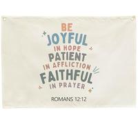 Bible Verses Art-Banner Wall Decor Flag Sign Art for Baby Gift Shower Baby Boy Girl Kid Nursery Bedroom Playroom Reading Room Front Door-Christmas Gift-Be Joyful in Hope-28.5×20 inch