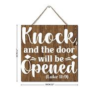 Bible Verses Door Will Be Opened Wood Plaques Inspirational Bible Verse Amen Quotes Christian Hanging Sign Funny Sign Vintage Wall Door Art Sign Wooden Pallets Rustic Country Home Decor 12x12in