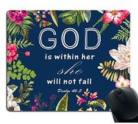 Bible Verses God Is Within Her She Will Not Fall Psalm 46:5 Mouse Pad Portable Mouse Pads Stitched Edge Mousepad For Laptop Pc Home 25X30Cm