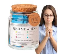 Bible Verses In Jar | Read Me When Bible Verses Jar | Small & Color Coded Bible Verses In Jar | Gratitude & Blessings Holy Jar With Scripture Cards | For Emotions And Feelings Glass Prayer Jar