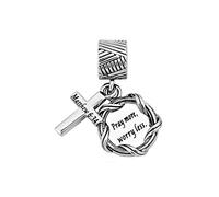 Bible Verses Matthew Religion Dangle Charm Compatible with Pandora Charm Bracelets Jesus Cross Christian Pray More Worry Less