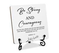 Bible Verses Wooden Table Signs, 4 x 4 x 0.2 Inches Desk Decor Wood Plaque with stand, Be Strong and Courageous Do Not Be Afraid, Unique Gift Idea for Women Men Teen Christian Coworker Home Office-16