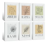 Bible Wall Art Print Set of 6 Christian Scripture Wall Art Decor Jehovah Jireh Rapha Shalom Shammah Nissi Raah Wall Art Bible Verse Poster Modern Minimalist for Bedroom Home 8x10 Inch Wrapped Canvas