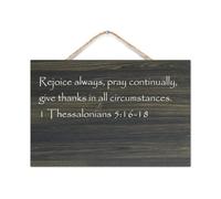 Bible Wooden Sign 1 Thessalonians 5:16 18 Rejoice Always,Pray Continually,Give Thanks in All Wood Wall Sign Farmhouse Wall Art Decor Sign For Living Room Bedroom Home Decor 8x12in