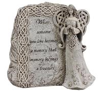 Biblegifts Grave Statue Celtic Angel Stone Look Resin Ornament 21cm Memorial Memory Boxed Gift