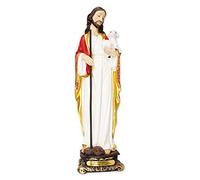 Biblegifts Jesus Good Shepherd Florentine Very Large Statue 16" (40 cm) Traditional Italian Design Resin Christ carrying Baby Lamb Gold Collection Boxed