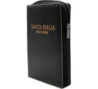 Biblia Bilingual Reina Valera 1960 con King James Version KJV, imitación piel, con Index y Zipper para mujer y hombre/Bilingual Bible Spanish English RVR 1960, Black with index
