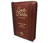 Biblia Letra Grande Tamaño Manual con Cierre Imitacion Piel Marron con Concordancia e Index Reina Valera 1960