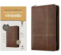 Biblia ultrafina NTV de zíper, con Filament (SentiPiel, Café rústico, Índice, Letra Roja)