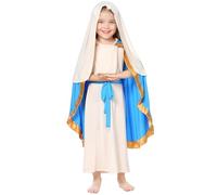 Biblical Costumes for Girls Christmas Virgin Mary Costume Includes Skirt with Cape White Headscarf and Belt Religious Saint