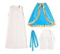 Biblical Costumes For Girls - Nativity Character Dress With Headpiece | Saint Costume For, School Plays | Christmas Pageants, Church Events & Religious Cosplay Outfits For Kids