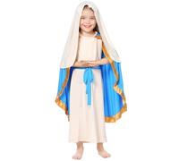 Biblical Costumes for Women, Biblical Costumes for Girls, Christmas Virgin Mary Costume Includes Skirt with Cape, White Headscarf and Belt, Religious Saint for Cosplay, L