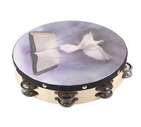 Biblical Double Row Tambourine Ergonomically Designed 25cm with Wooden Circle and Polyester Skin Easy to Hold for Dance Practice Rhythm Dance with Drums and Bells (25CM)