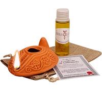 Biblical Herodian Clay Oil Lamp & Bethlehem Olive Oil - Authentic Replica with Gift Bag & Certificate - Perfect Christian, Judaica, or Hanukkah Gift